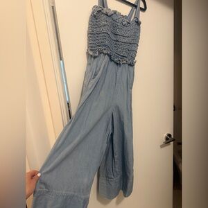 Sea Light Blue Denim capri jumpsuit in size 0